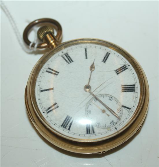 18ct engraved gold open face pocket watch (glass deficient)